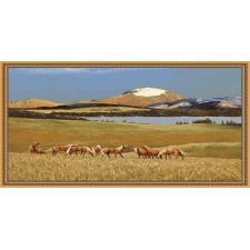 Монгольский ковер из шерсти Erdenet Hunnu Сувенир 6S1185 82 пейзаж лошади
